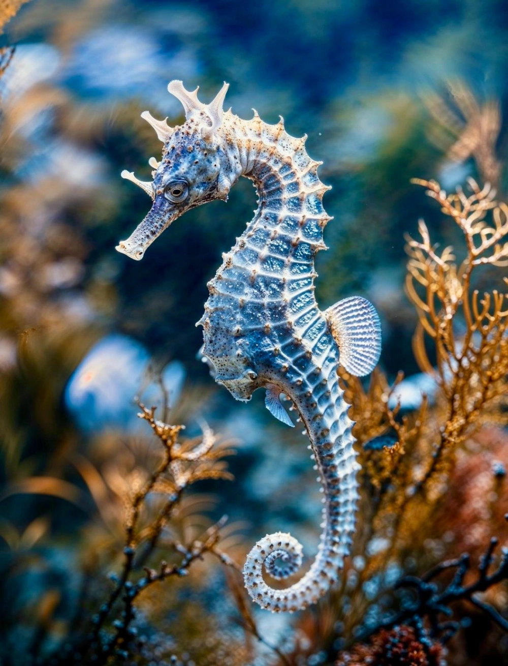 Sinh vật biển cá ngựa nhỏ xinh bên cạnh đám rong biển
