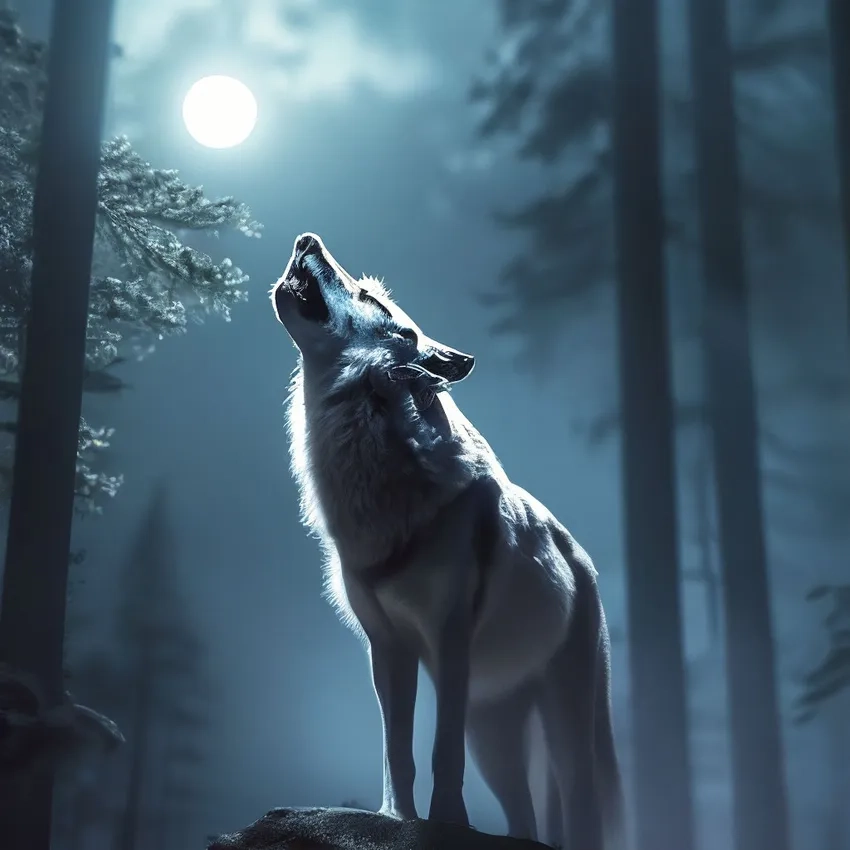 Chiêm ngưỡng ảnh chó sói hú huyền bí dưới trăng