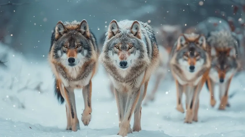 Ảnh đàn sói săn mồi hoang dã đầy sức mạnh