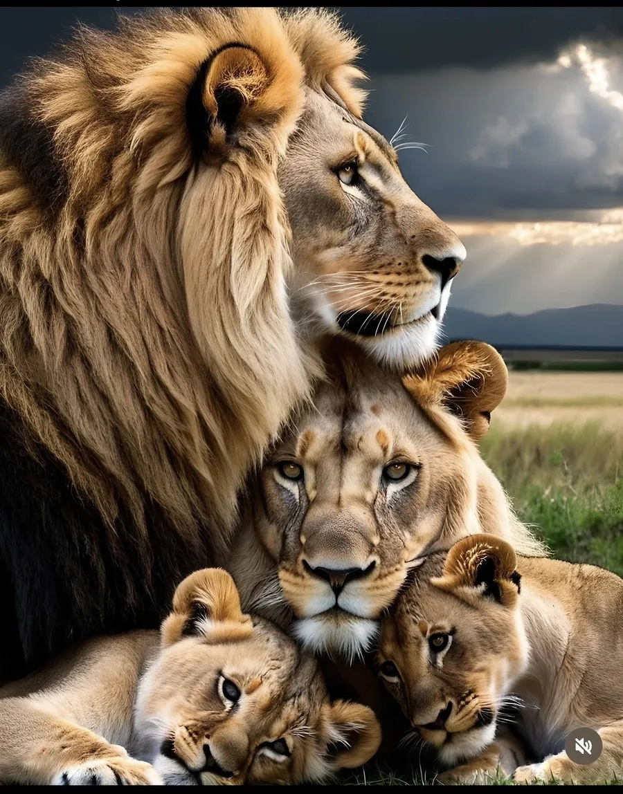 Gia đình sư tử ghi lại sư tử con chơi đùa hồn nhiên