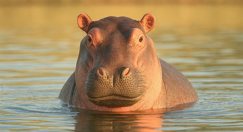 Ảnh hà mã đẹp nổi bật giữa môi trường xanh