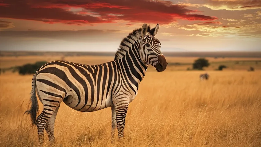 Hình ảnh con ngựa vằn vui đùa trên thảo nguyên