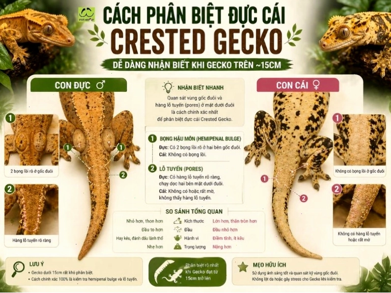 Cách phân biệt đực cái và môi trường sống của tắc kè mào