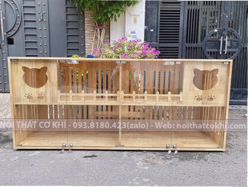 Chuồng mèo bằng gỗ cao su tự nhiên có kích thước lớn