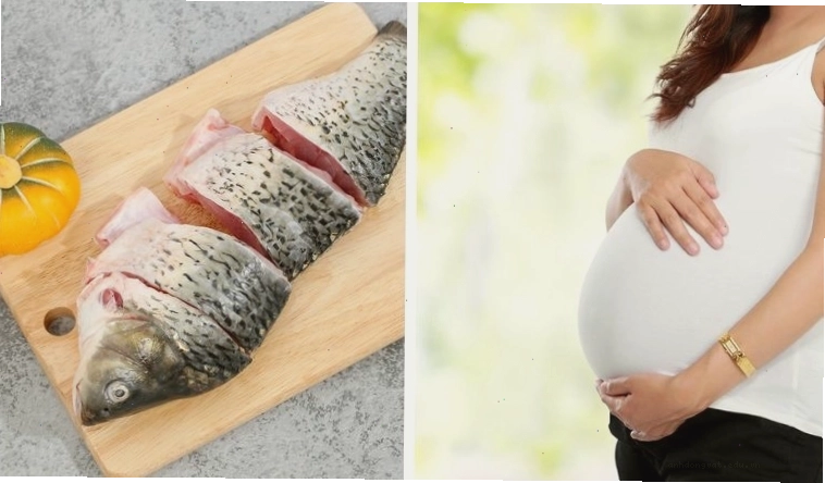 Hình ảnh minh họa bà bầu bên cạnh món ăn