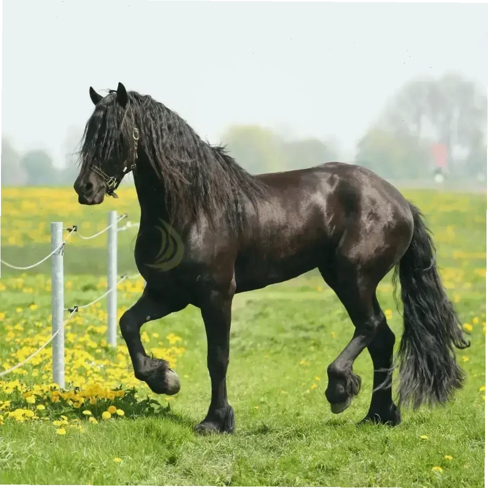 Ngựa Friesian thuần chủng trong trang trại