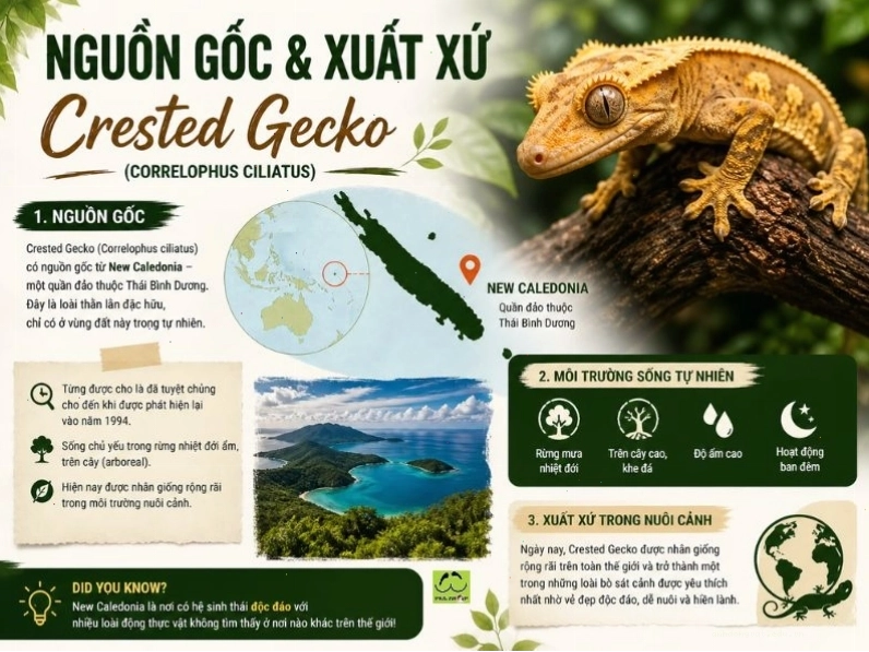 Nguồn gốc và môi trường sống của tắc kè mào New Caledonia