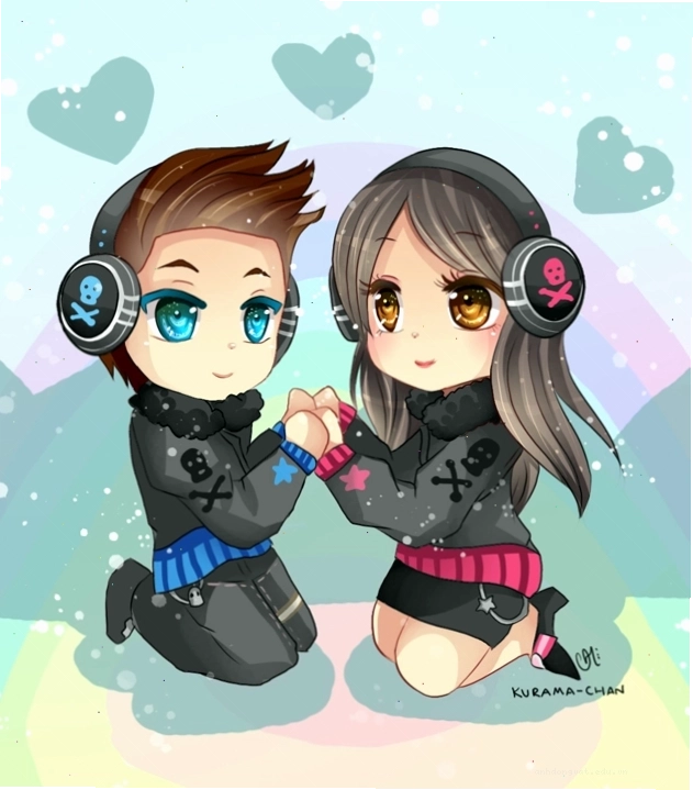 Ảnh Chibi đôi tình yêu lãng mạn
