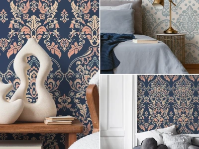 Transform your space with removable vintage damask wallpaper for bedroom